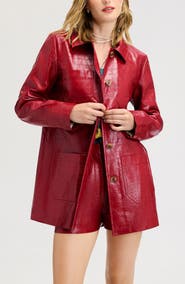 Sam Edelman Croc Embossed Faux Leather Jacket