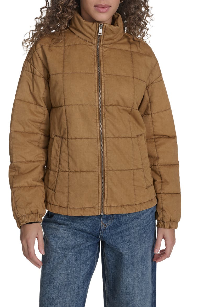 Box Quilted Water Resistant Cotton Jacket, Main, color, TOBACCO