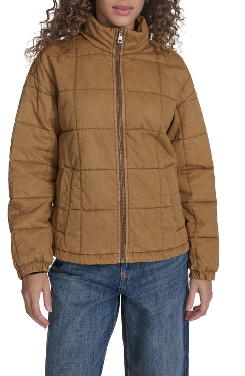 ◆DEINET◆ DEINET CHECK PADDING JACKET IN BROWN KDTKD4WB511 Women's Brown Quilted Jackets | Nordstrom