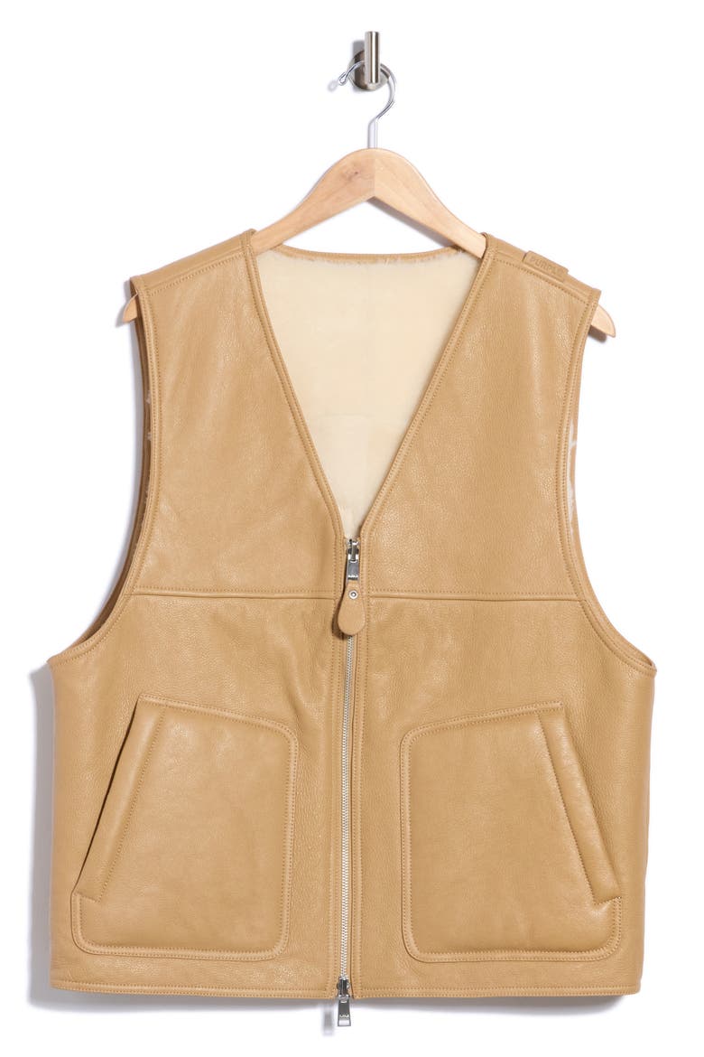 Genuine Shearling Lined Leather Vest, Alternate, color, TAN