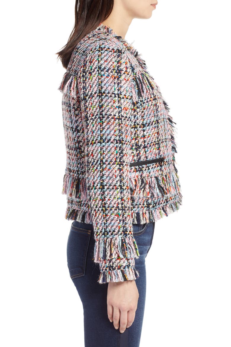 Raw Edge Tweed Jacket, Alternate, color, PINK MULTI TWEED