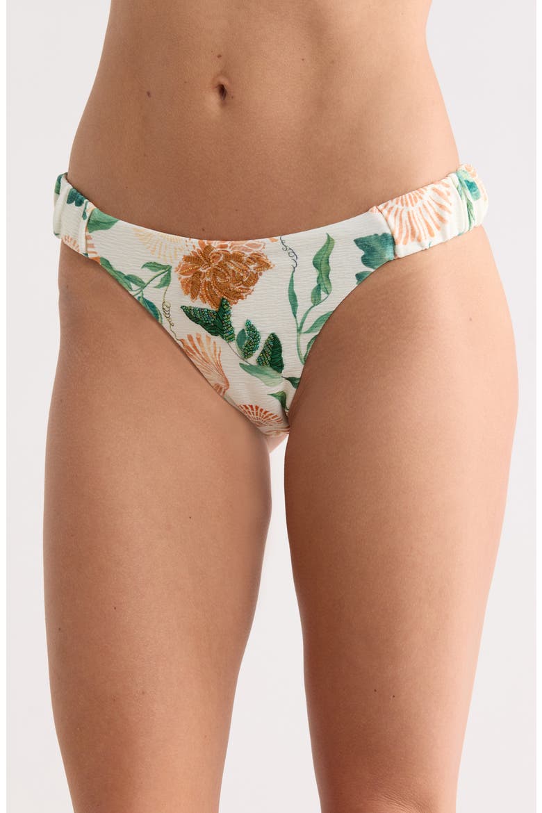 Scrunch Side Bikini Bottoms, Main, color, MULTI IVORY