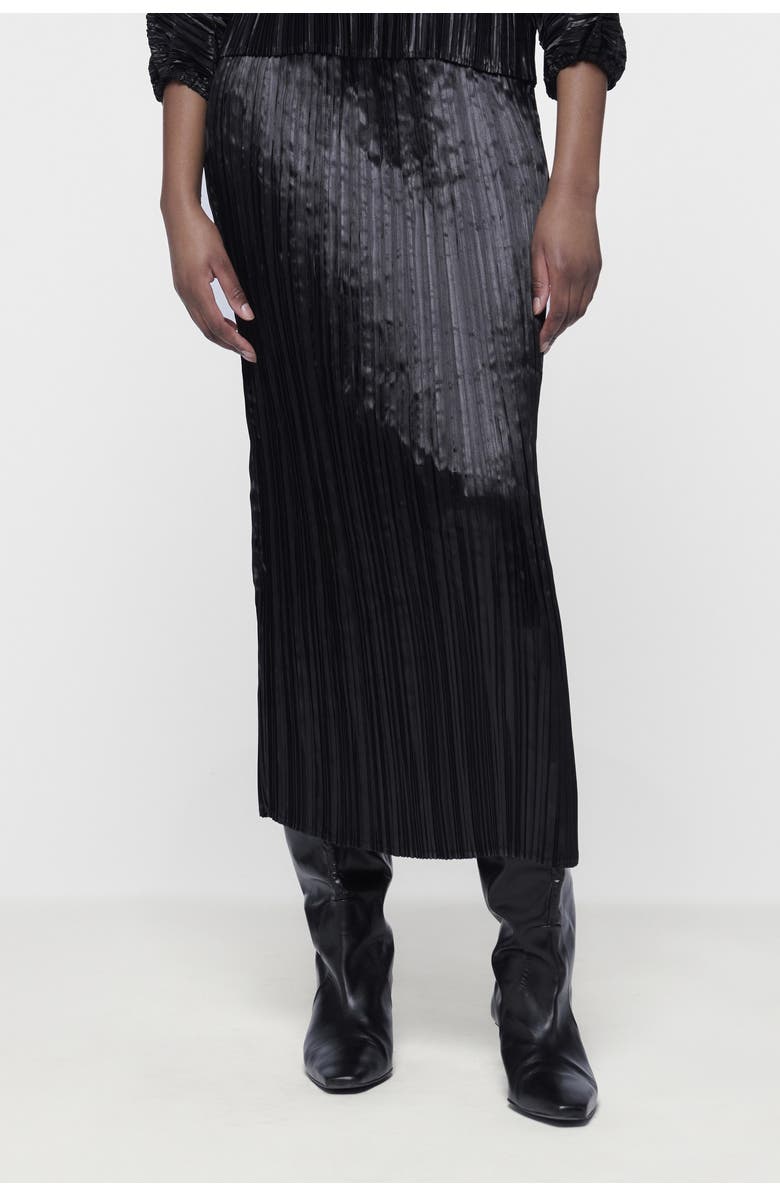 Leem Fitted Plisse Skirt, Alternate, color, Black