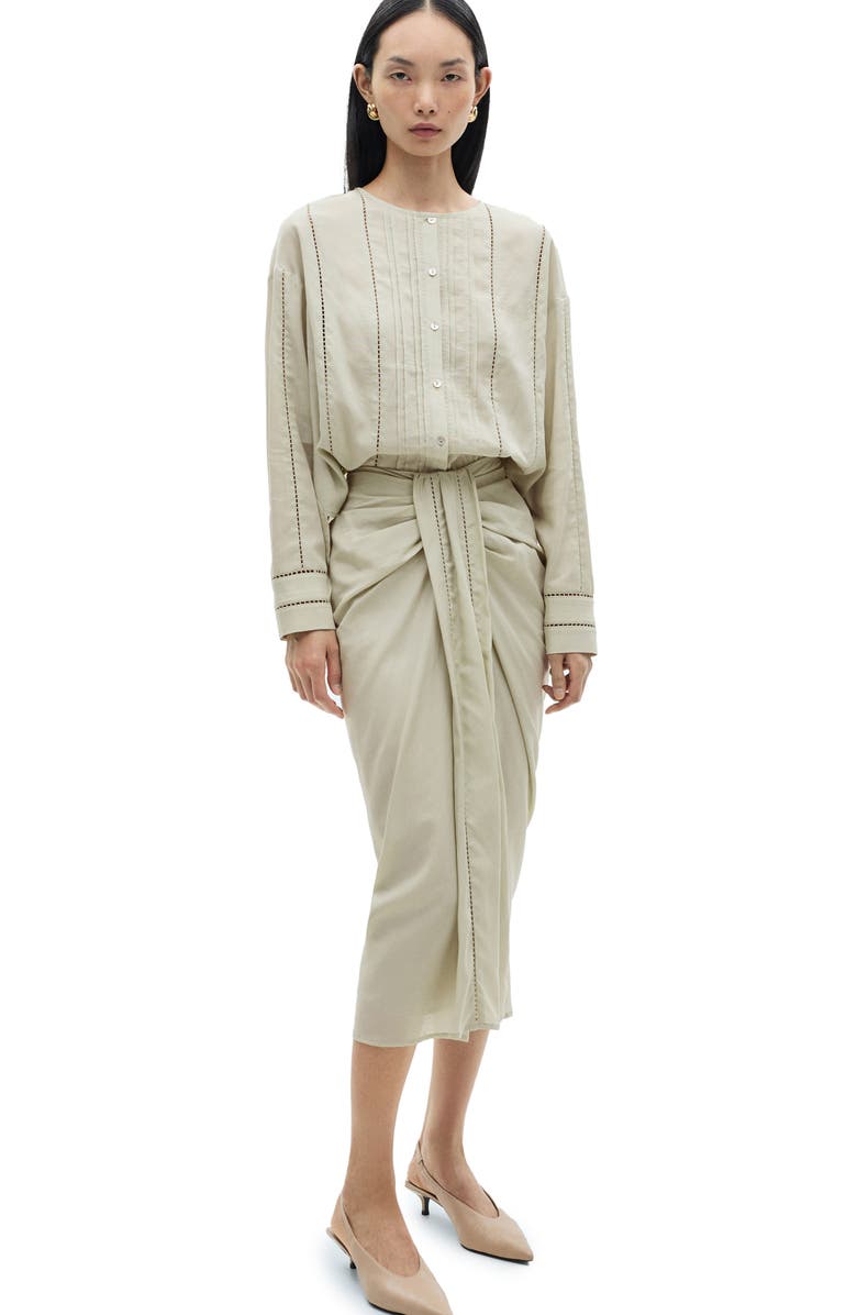 MANGO Draped Midi Skirt, Alternate, color,