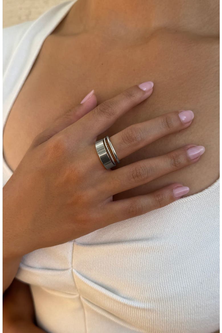 Set of 3 Tarnish Resistant Assorted Stacking Rings, Alternate, color, SILVER