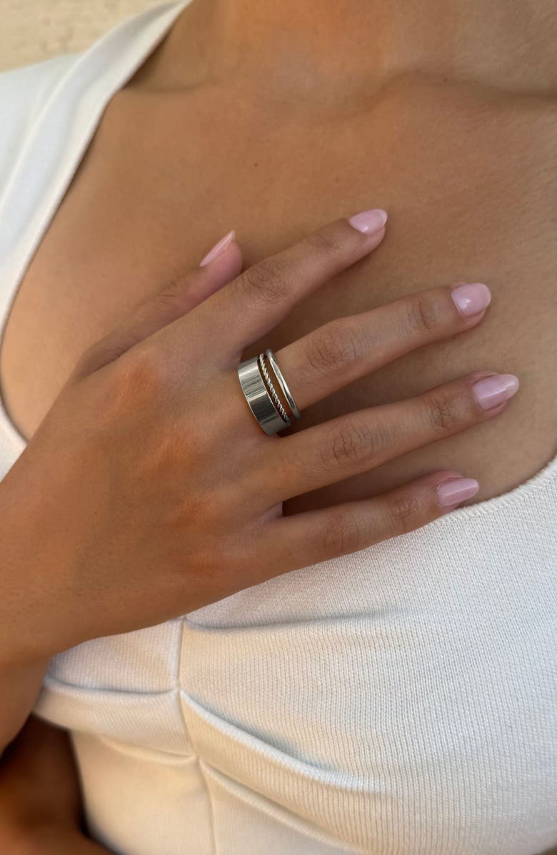Adornia Set of 3 Tarnish Resistant Assorted Stacking Rings, Alternate, color, Silver