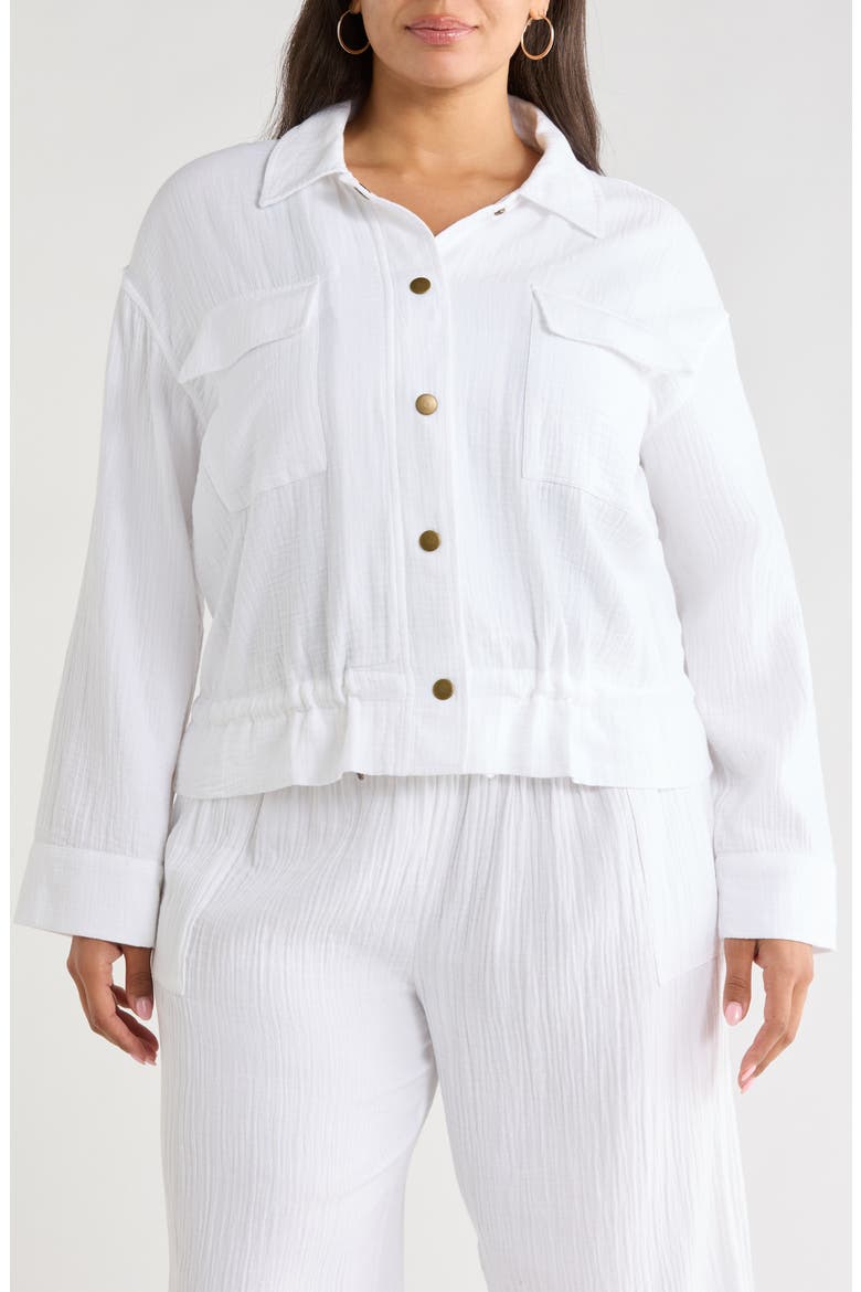 Cotton Gauze Utility Jacket, Alternate, color, WHITE