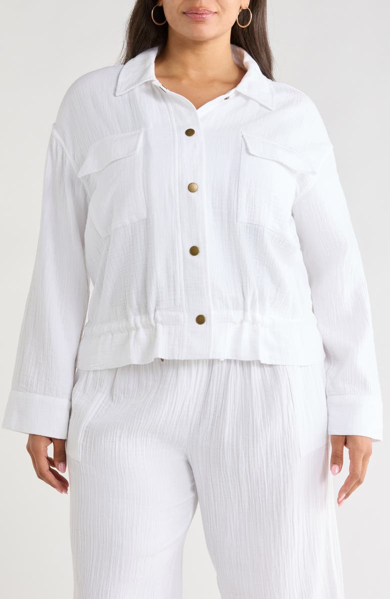Caslon<sup>®</sup> Cotton Gauze Utility Jacket, Alternate, color, White
