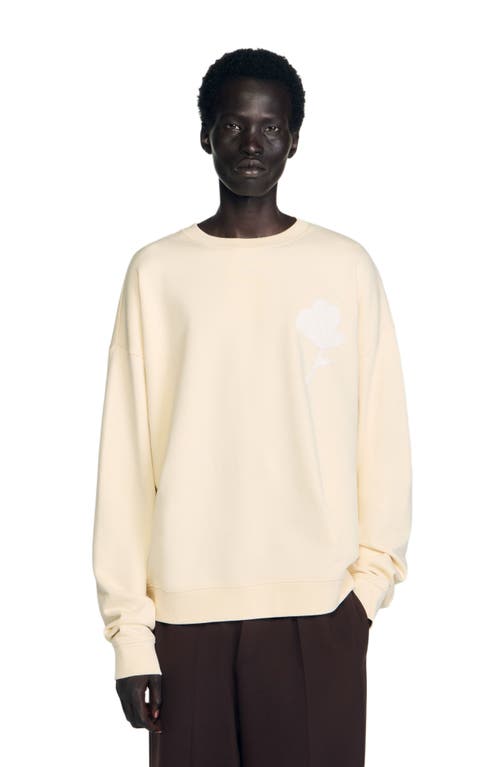 Sandro Cotton Floral-patch Sweatshirt In Neutral