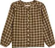 Marine Layer Millie Plaid Wool Blend Top