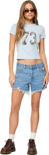 Cale Distressed Low RIse Cutoff Denim Shorts