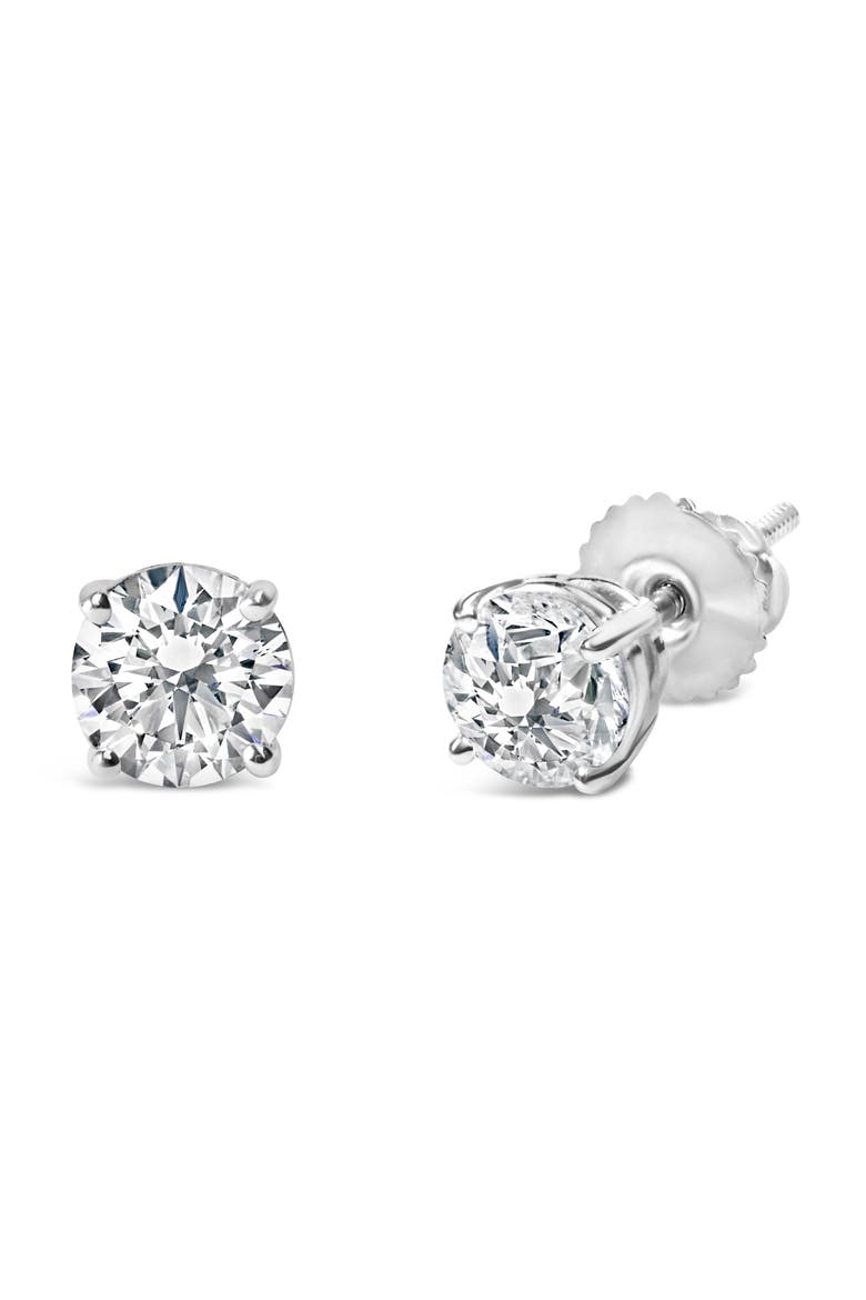 Certified 14K White Gold 1.0 Ctw Diamond Solitaire Stud Earrings, Alternate, color, White