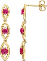 DELMAR 18K Yellow Gold Plated Created Ruby Drop Earrings