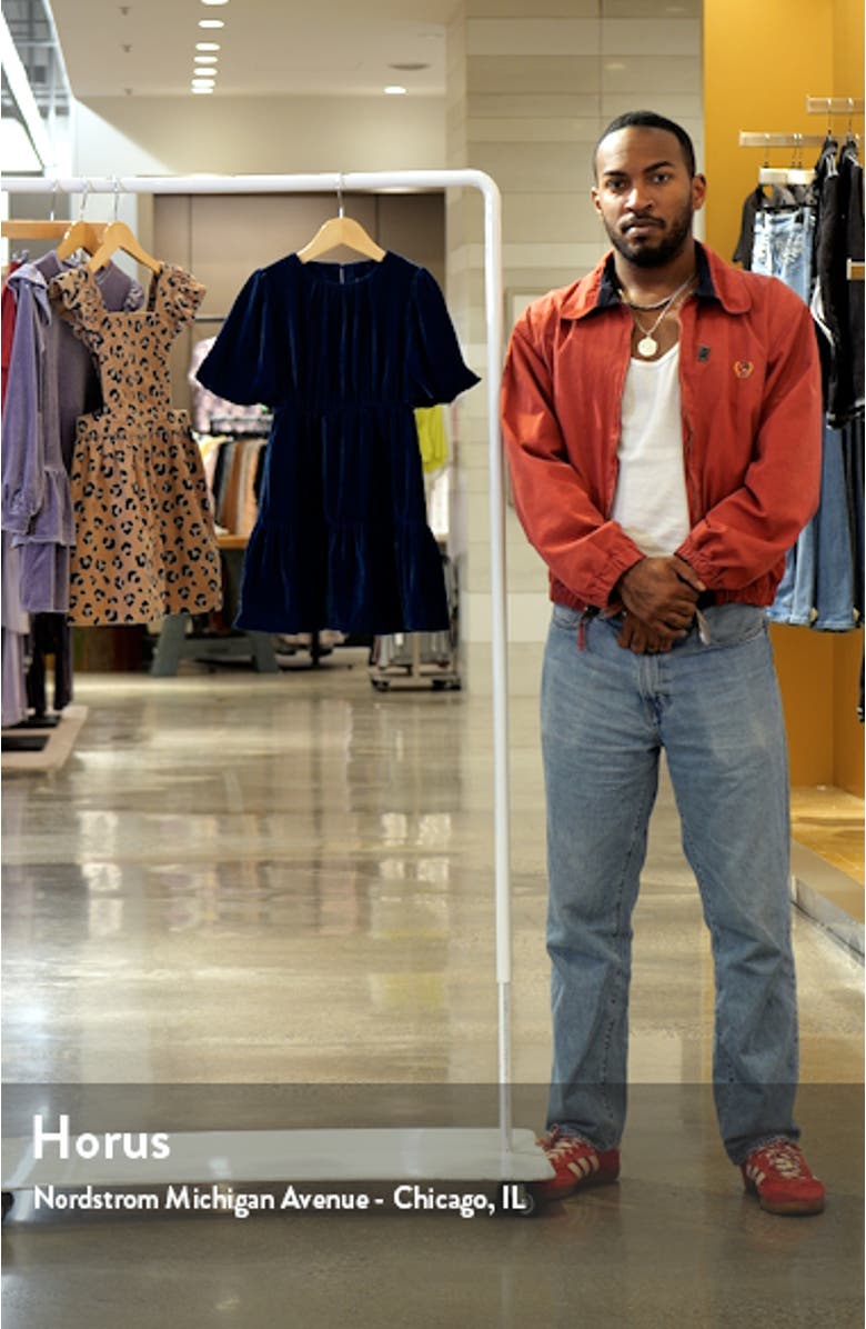 Kids' Puff Sleeve Velvet Party Dress, sales video thumbnail