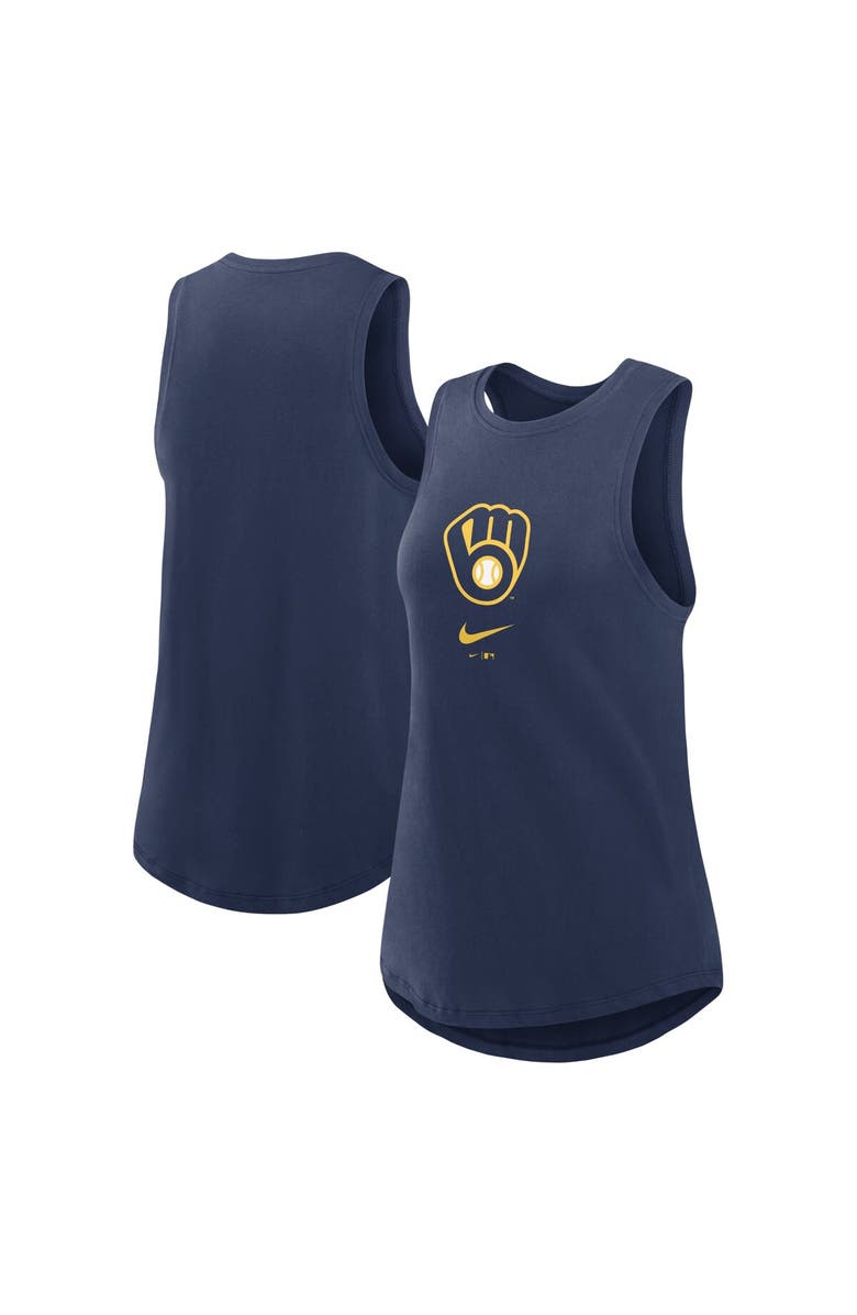 Nike Women's Nike Navy Milwaukee Brewers Legacy Icon High Neck Fashion Tank Top, Alternate, color, Navy