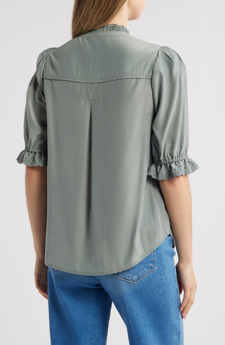 Wit & Wisdom Eyelet Accent Top, Alternate, color, Deep Seagrass