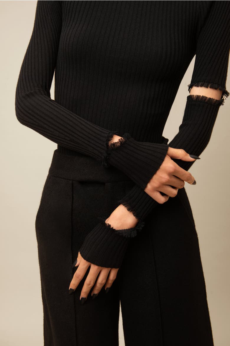 Salem Sleek Fitted Lightweight Knit Sweater, Alternate, color, Black