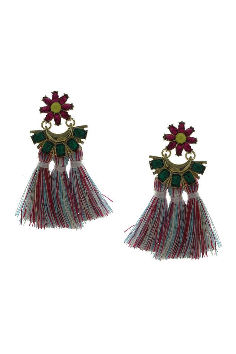 Party Tassel Drop Earrings, Main, color, GOLD / MULTI
