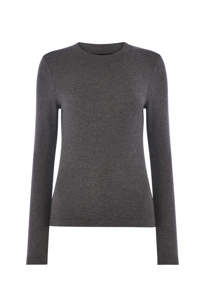 Essential Ribbed Crew Long Sleeve Top, Alternate, color, Dark Grey