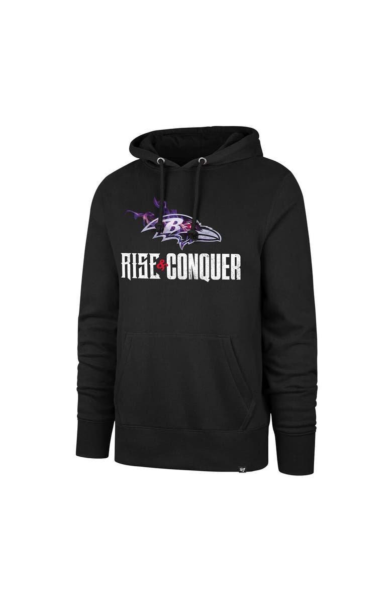 '47 Men's '47 Black Baltimore Ravens Rise and Conquer Headline Pullover Hoodie, Alternate, color, Black