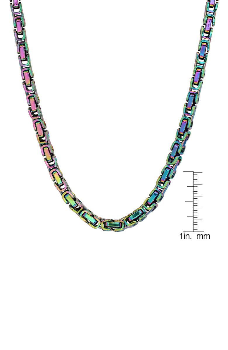 HMY JEWELRY Men's Rainbow IP Stainless Steel Chain Link Necklace, Alternate, color, Multi