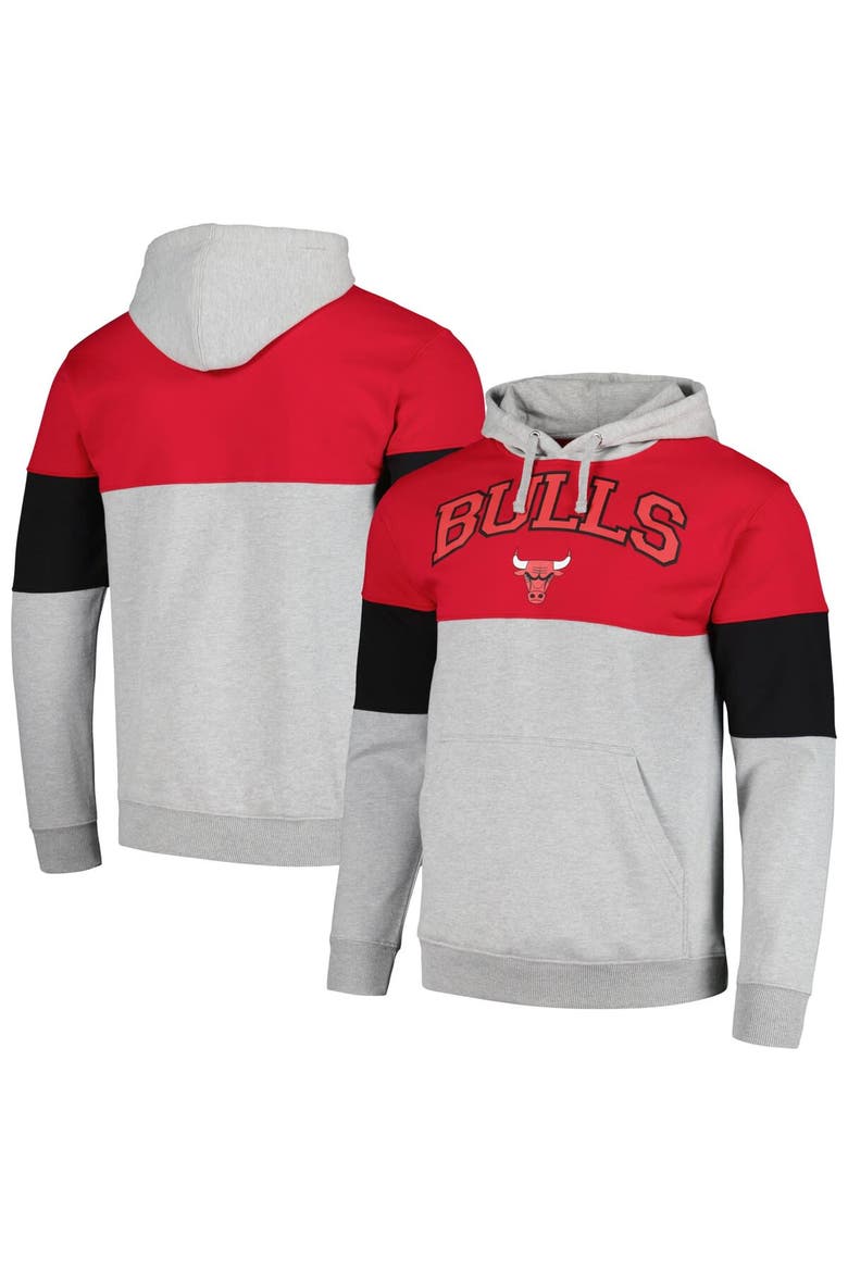 Men's Fanatics Branded Red Chicago Bulls Contrast Pieced Pullover Hoodie, Alternate, color, Red