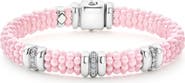 LAGOS Pink Caviar Bead Diamond Station Bracelet