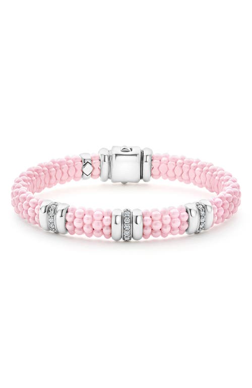 Lagos Pink Caviar Bead Diamond Station Bracelet In Pink
