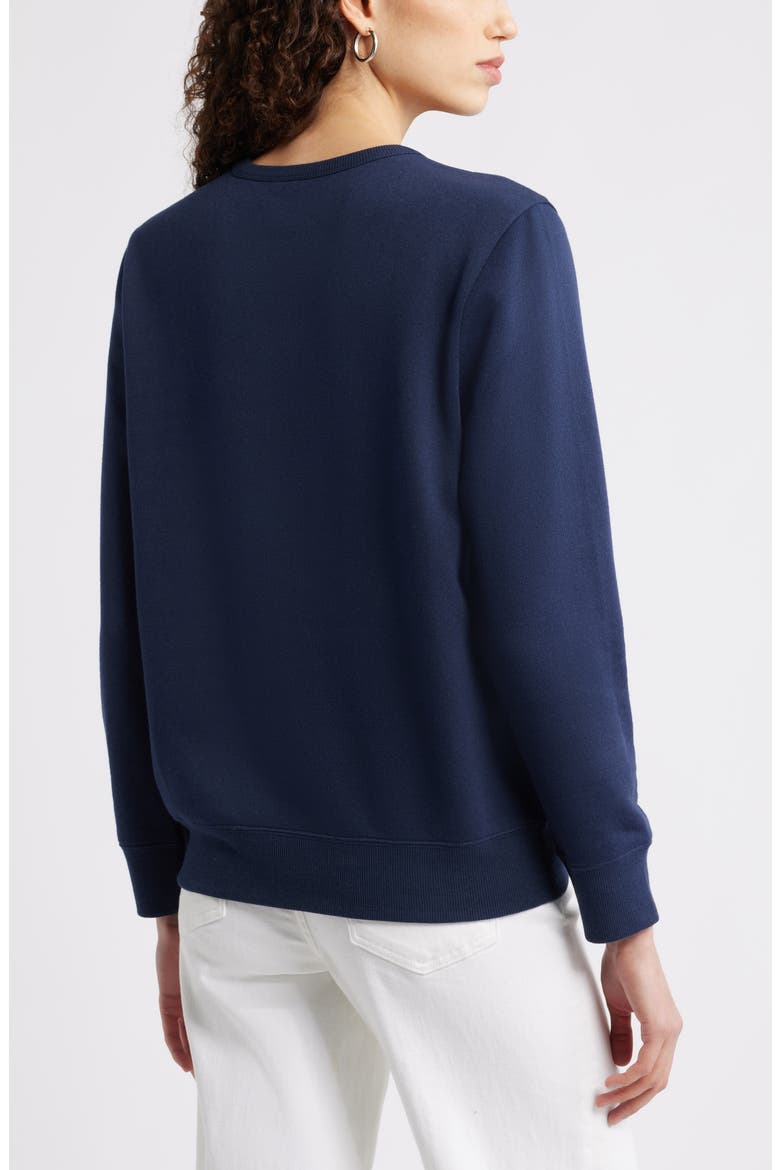 Love Embroidered Sweatshirt, Alternate, color, NAVY STILL RED GOJI HEART