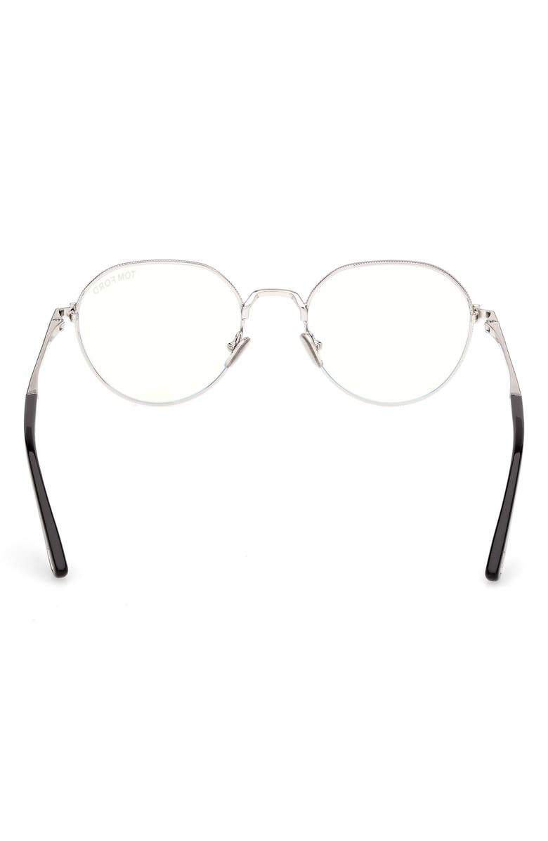 TOM FORD 51mm Round Optical Glasses, Alternate, color, Shiny Palladium / Shiny Black