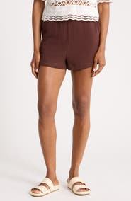 Ellen Tracy Cotton Gauze Drawstring Shorts