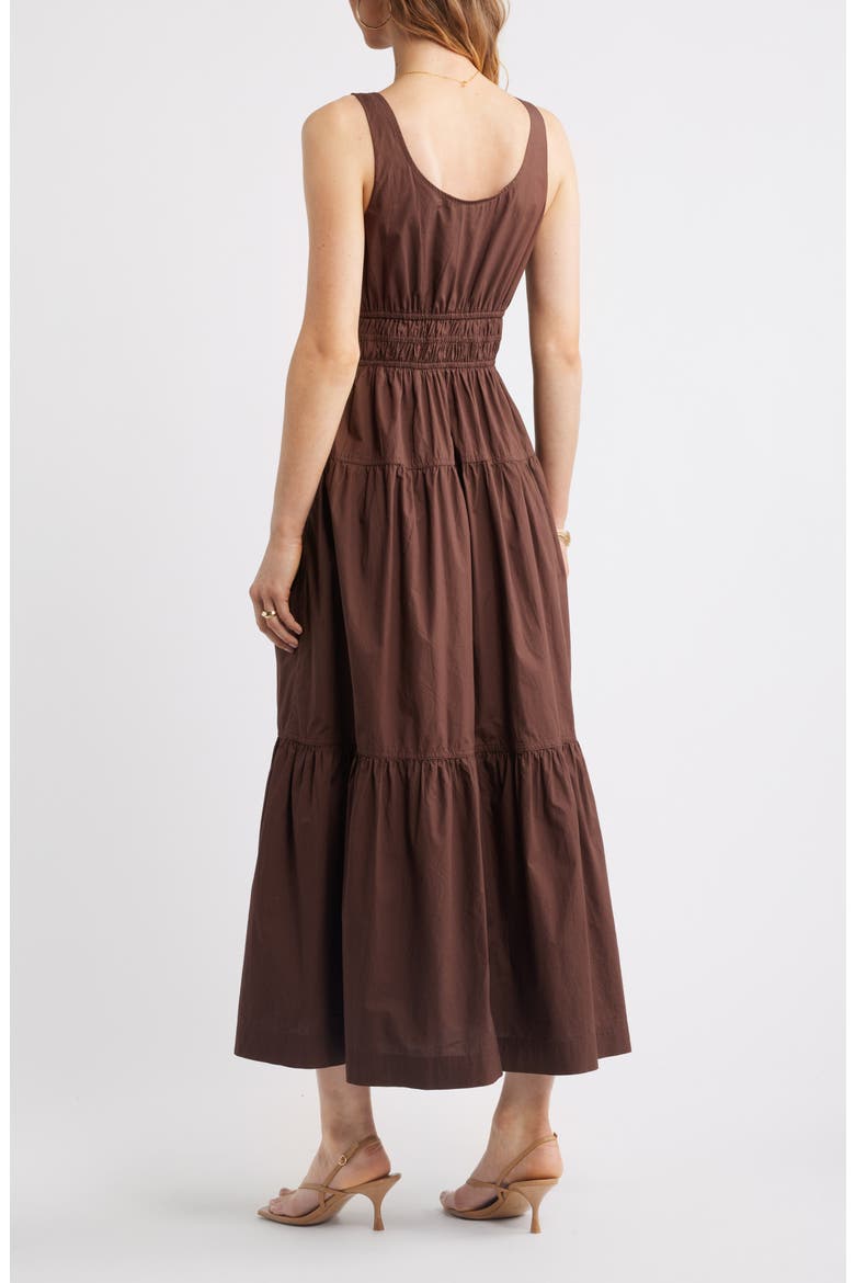 Cotton Poplin Tiered Maxi Sundress, Alternate, color, BROWN BITTER
