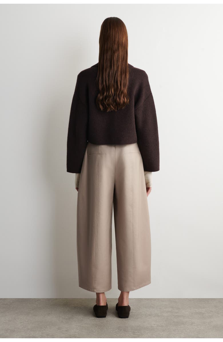 COS Cropped Barrel-Leg Cotton Pants, Alternate, color, Beige