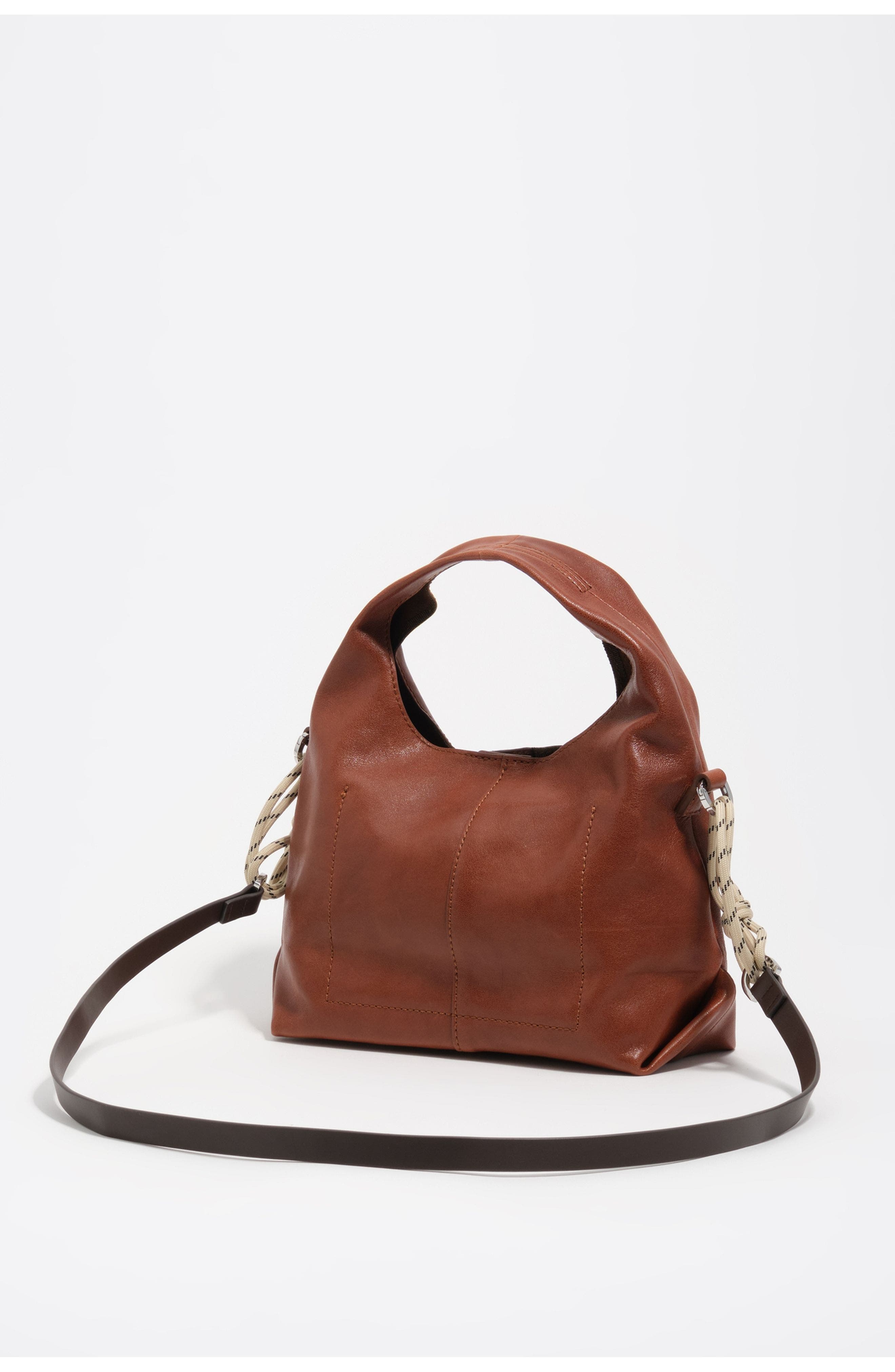 Bimba y Lola Small Leather Paper Crossbody Bag, Alternate, color, Dark Tan