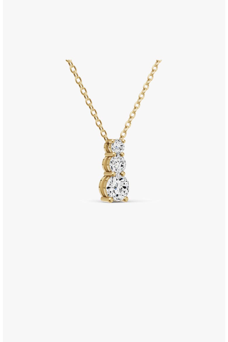 14K Gold 1 ct Round Lab Grown Diamond Three Stone Snow Hidden Bail Pendant, Alternate, color, Yellow Gold