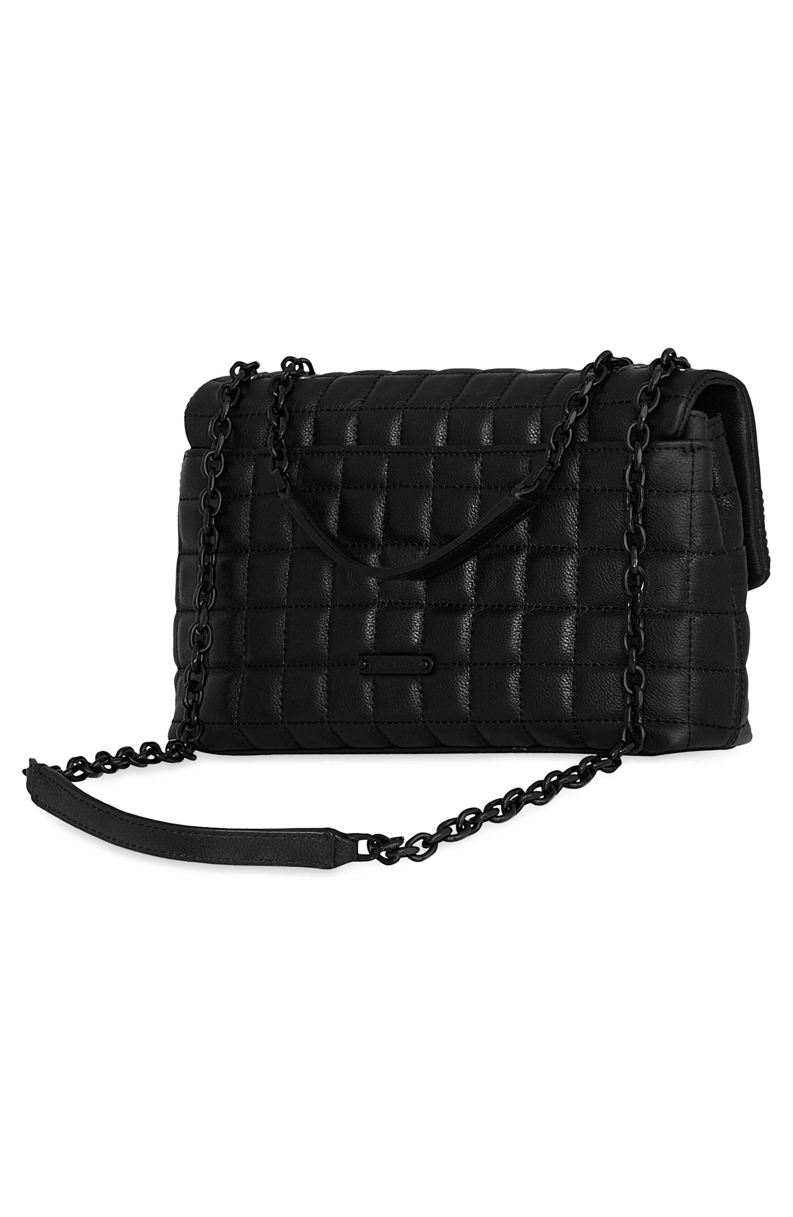 Rebecca Minkoff Medium Edie Quilted Leather Crossbody Bag, Alternate, color, Black