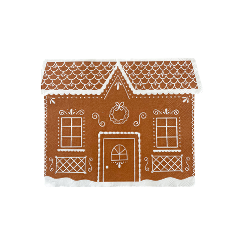 Baking Spirits Bright Gingerbread House Large Napkins in Brown