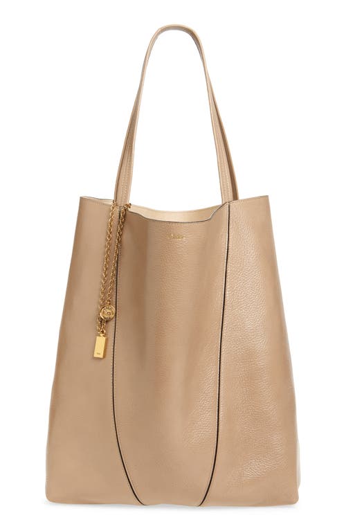 Chloé Large Spin Leather Tote In Brown