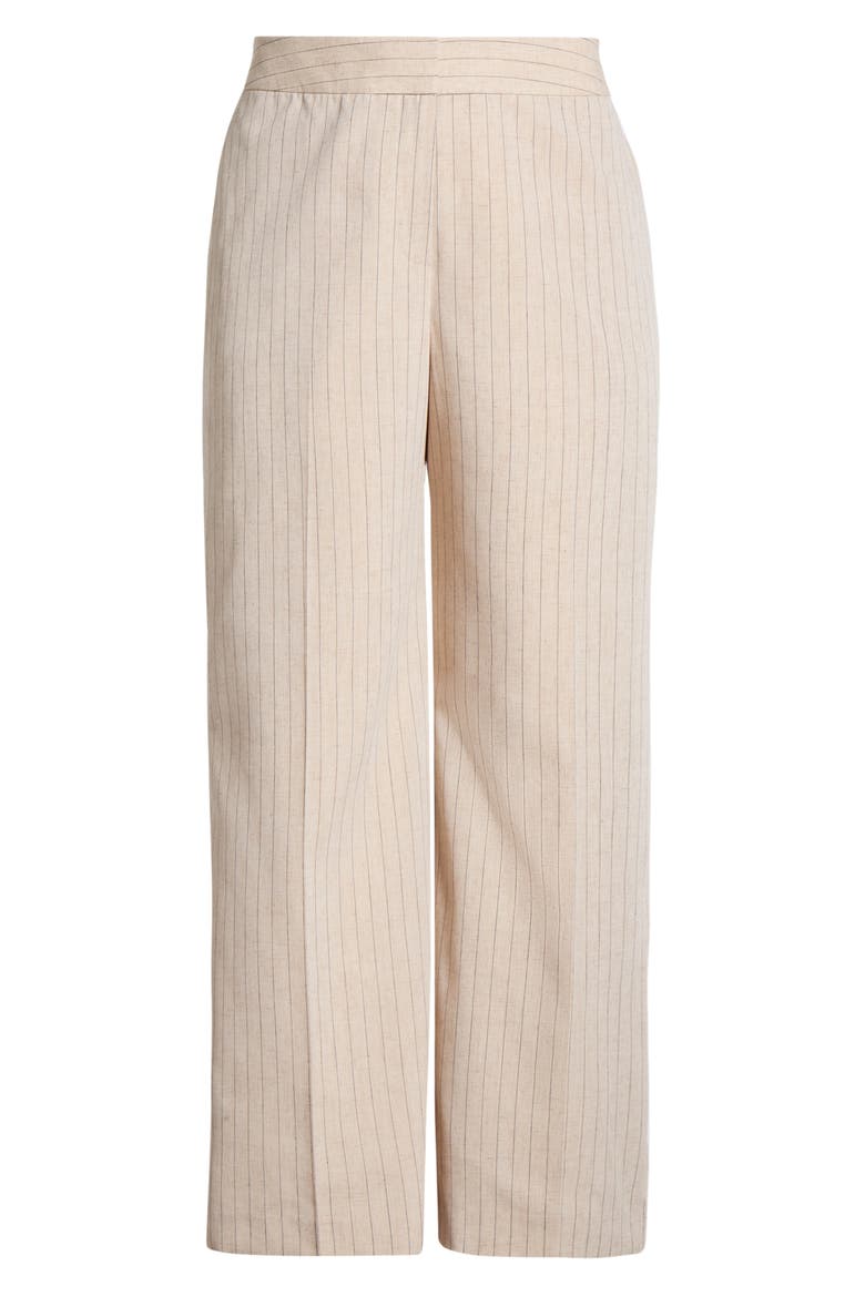 Pinstripe Wide Leg Pants, Alternate, color, DUNE ESPRESSO