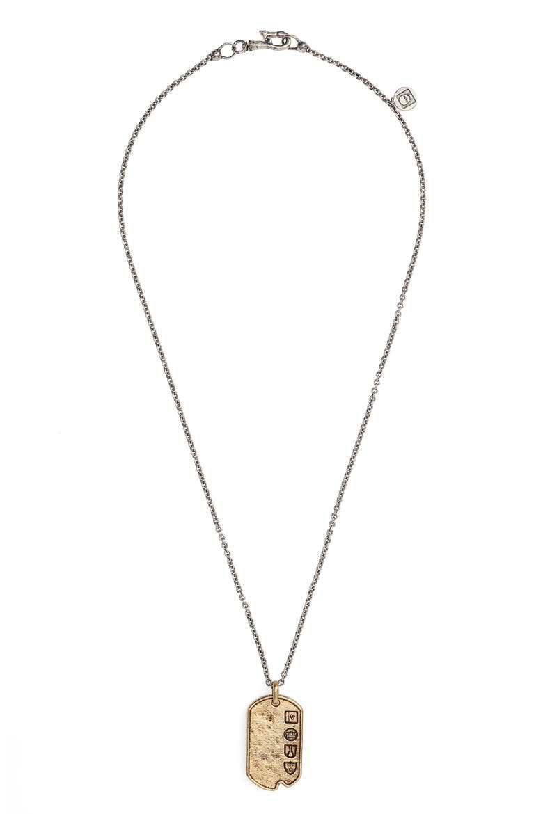Dog Tag Pendant Necklace, Main, color, METALLIC GOLD