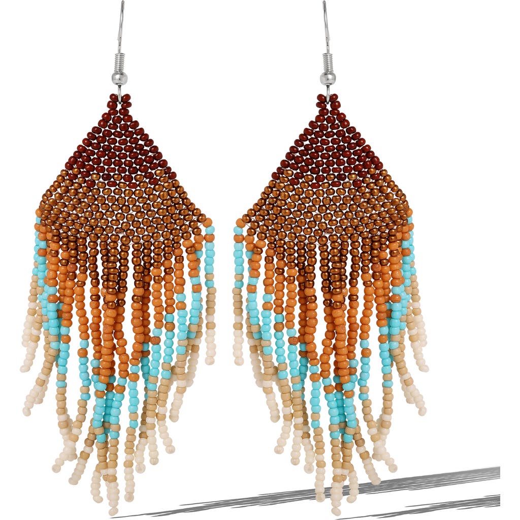 Jessica Simpson Beaded Fringe Earrings In Brown