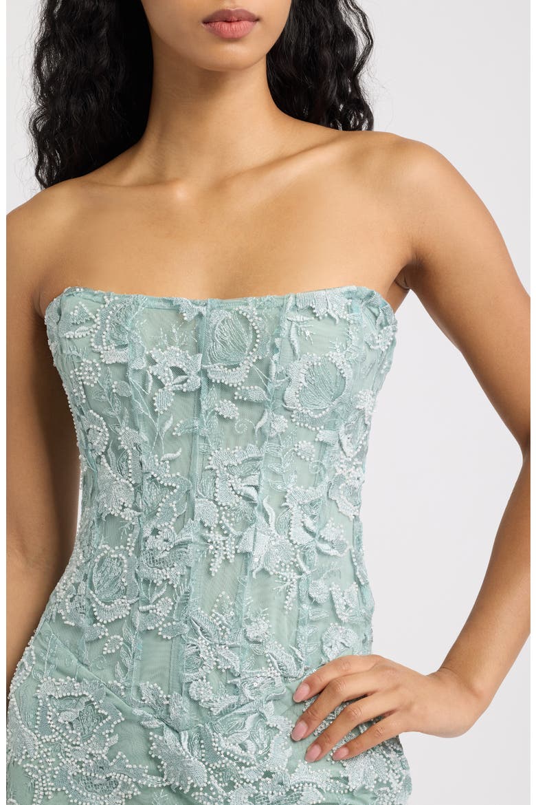 Anisa Hand Beaded Strapless Maxi Dress, Alternate, color, JADE