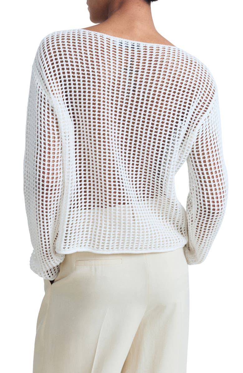 MANGO Open Stitch Cotton Sweater, Alternate, color, White