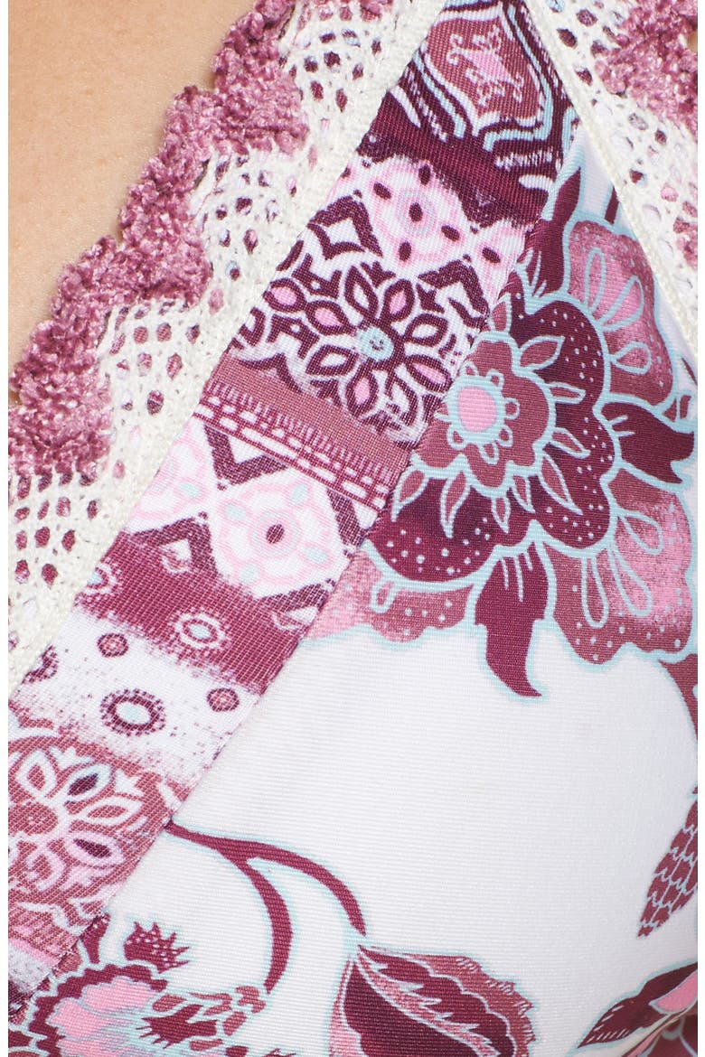 Tahiti Halter Bikini Top, Alternate, color, WHITE/ PINK MULTI