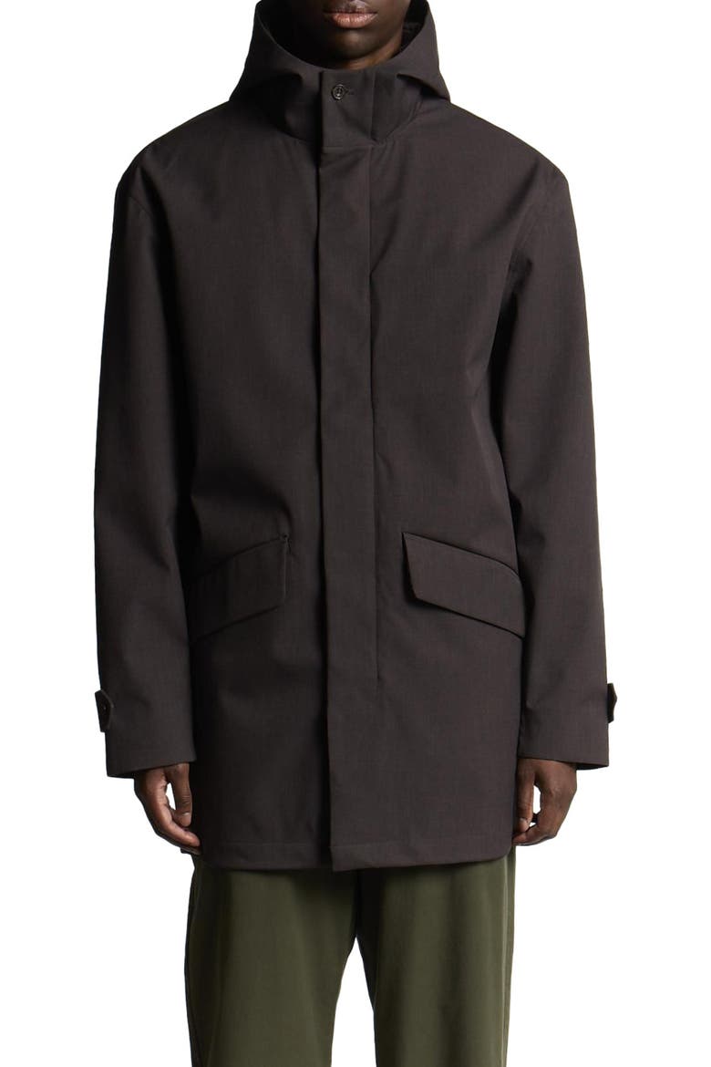 Long Sleeve Hooded Military Parka Jacket, Alternate, color, Charcoal Marl
