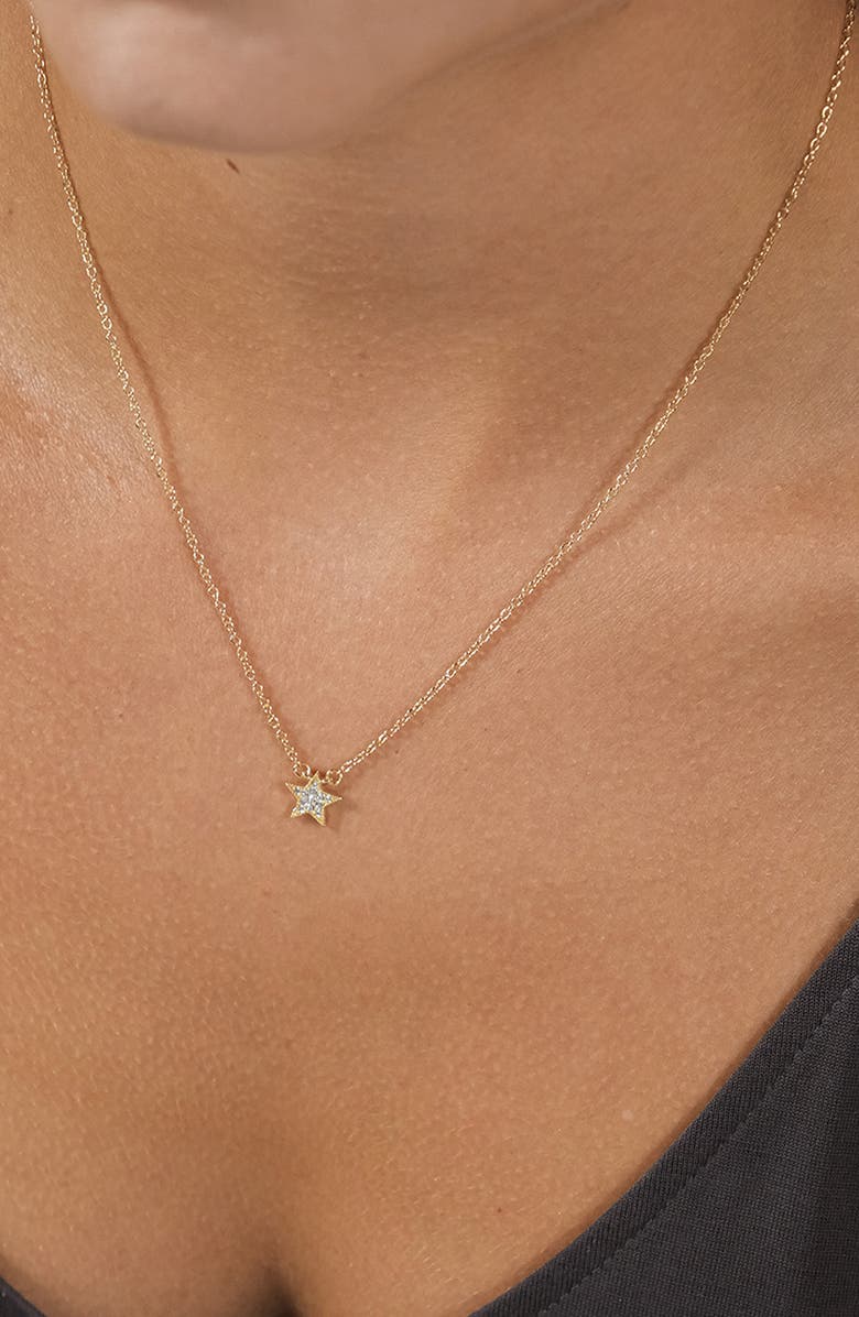 Sterling Forever Everyday Cubic Zirconia Star Pendant Necklace, Alternate, color,