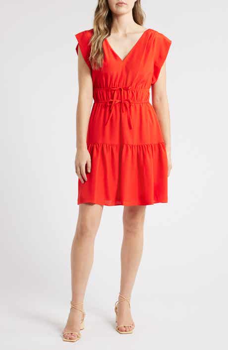 Eliza J Obi Gathered Tie Waist Dress