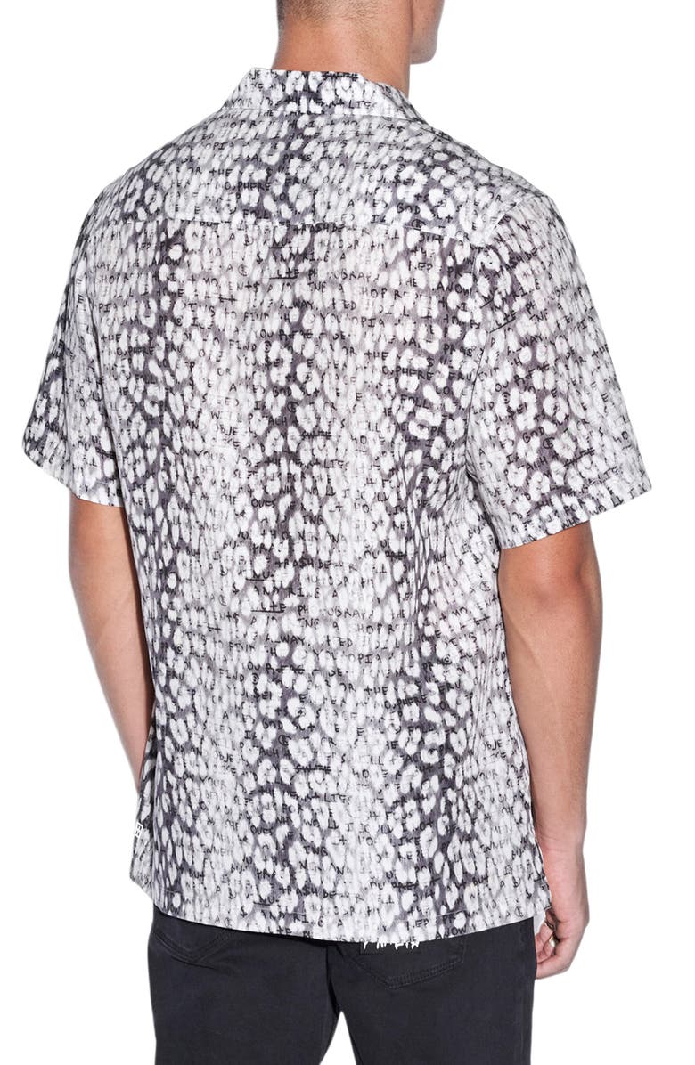 White Noise Leopard Print Resort Short Sleeve Button-Up Shirt
