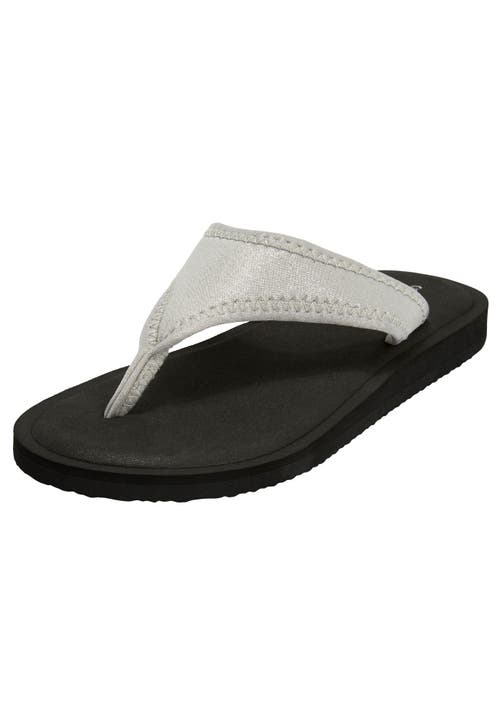 Comfortview The Sylvia Soft Footbed Thong Slip On Sandal In Silver