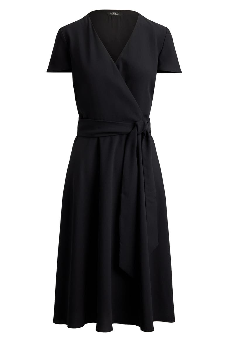 Surplice Neck Georgette Shirtdress, Alternate, color, BLACK
